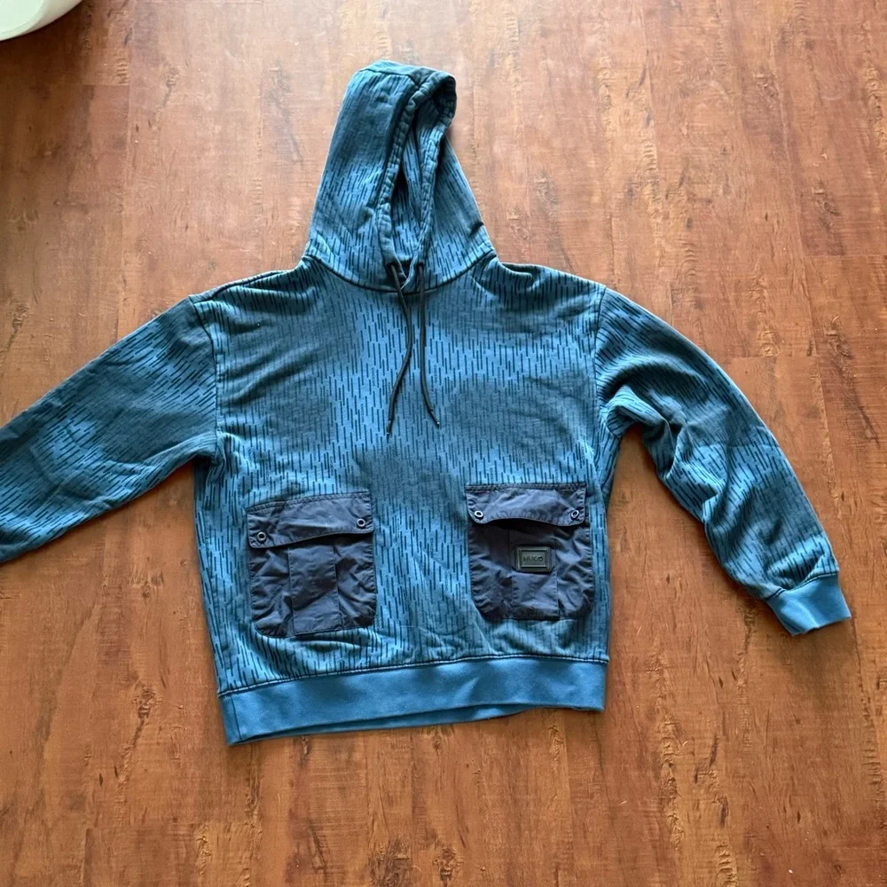 Hugo Blue Hooded Sweatshirt with Front Pockets - Picture 1 of 10